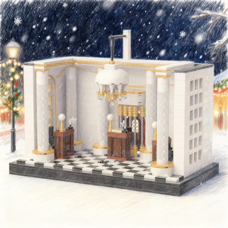 

784 детали MOC: Модель Гоблинского банка (Хари Поттер), конструктор, архитектурные блоки, сборные игрушки, рождественские подарки, развивающий конструктор DIY, креативная идея