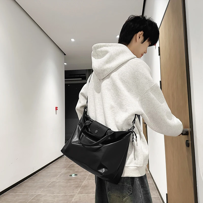 Minimalist Black Men's PU Leather Shoulder Bag Male High Quality Waterproof Briefcase Crossbody Bag Business Style Messenger Bag