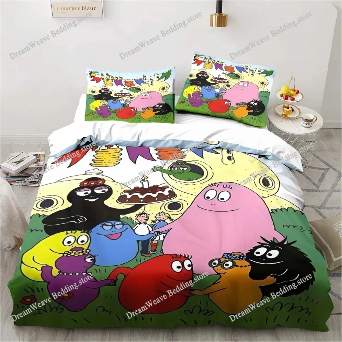 

Cute Cartoon Les Barbapapa Bedding Set Soft Duvet Cover Adult Kids Bedroom Single Double King Size Bed Duvet Cover Pillow Case