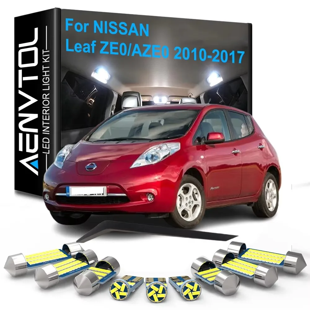 8pcs LED Interior Lights Canbus For Nissan Leaf (ZE0/AZE0) 2010 2011 2012 2013 2014 2015 2016 2017 Dome Trunk License plate Lamp