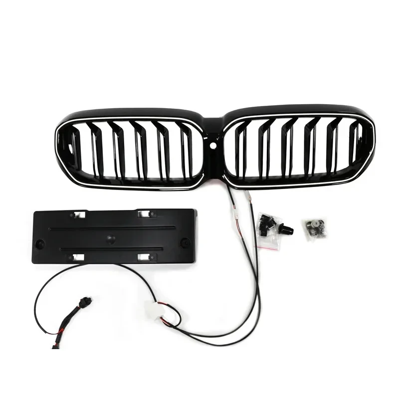 

Front Bumper Grille Plastic Double Slat Gloss Black With LED 5 Series G30 G38 2017-2020