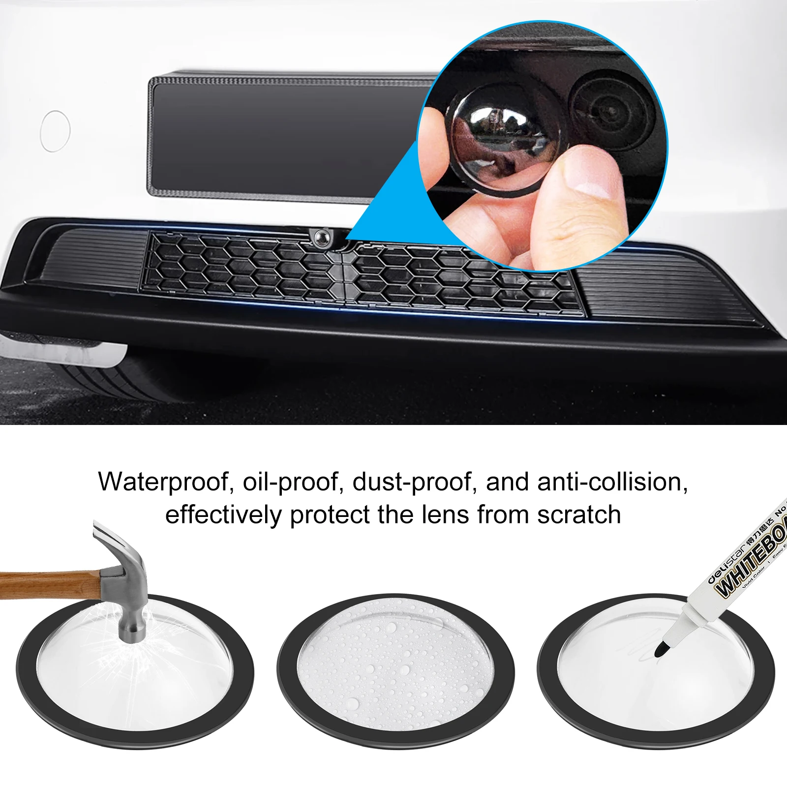 عدسة الحرس PC الغطاء الواقي أطقم ل 2025 تسلا Cybertruck/نموذج Y Juniper المصد الأمامي غطاء عدسة الكاميرا واقية #4