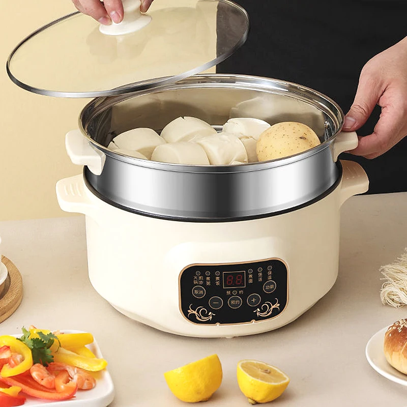 Điện MultiCooker 220V Không Dính Đa Năng Nấu Máy Lẩu Mì Trứng Canh Xông Hơi Nồi Cơm Cho Gia Đình