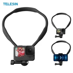 휴대폰용 TELESIN 실리콘 넥 마운트, 고프로 히어로 13 12 11 10 9 DJI OSMO 액션 4 3 Insta360 X4 에이스 프로 액션 카메라 액세서리