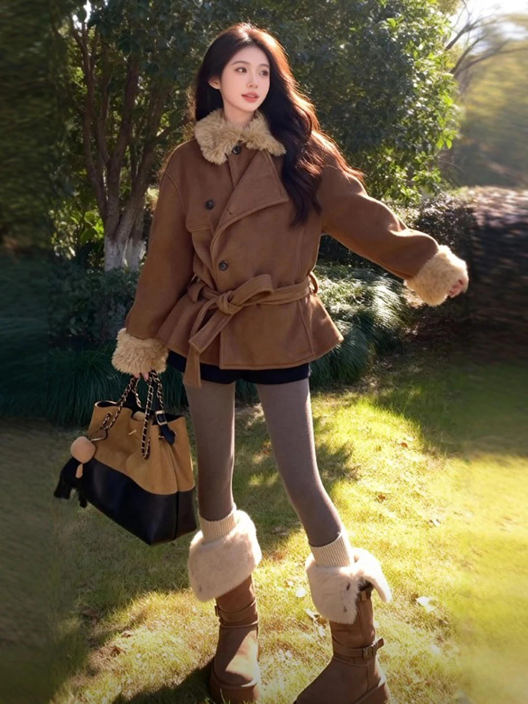 

Ретро-пальто с поясом, очень милое, модное, элегантное, зимнее, с длинными рукавами, с круглым подолом, без воротника