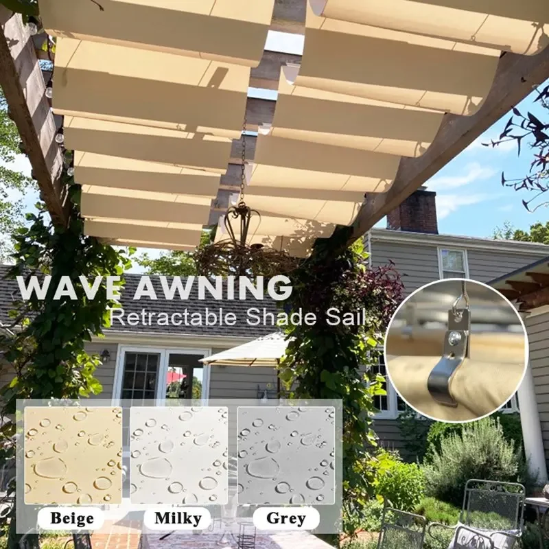 Rainproof Wave Telescopic Sunshade Sail Garden Sun Shading Canopy Outdoor Retractable Awning Pergolas Sunblock Shade Screen