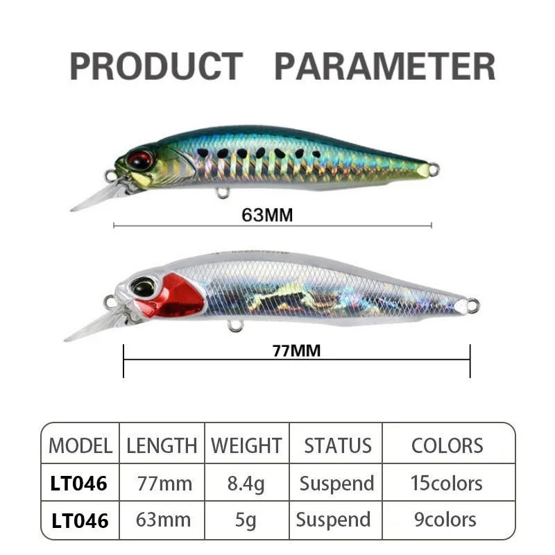 تعليق أسماك البلمة واقعية Rozante السحر 63 مللي متر 5 جرام Jerkbait Wobblers المهنية الاصطناعي الثنائي الطعوم ل الكارب مخطط باس العين رمادية فاتحة