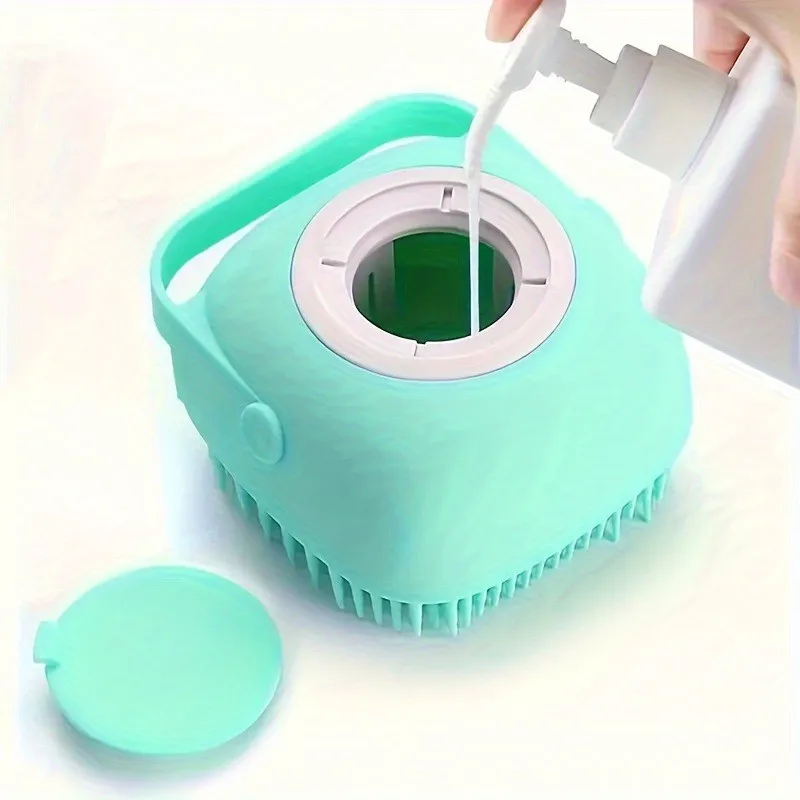9×8×5.5cm (3.54×3.15×2.17in) Pet Shower Massage Brush - Gentle Silicone Shampoo Dispenser with Anti-Slip Handle - Detail 1