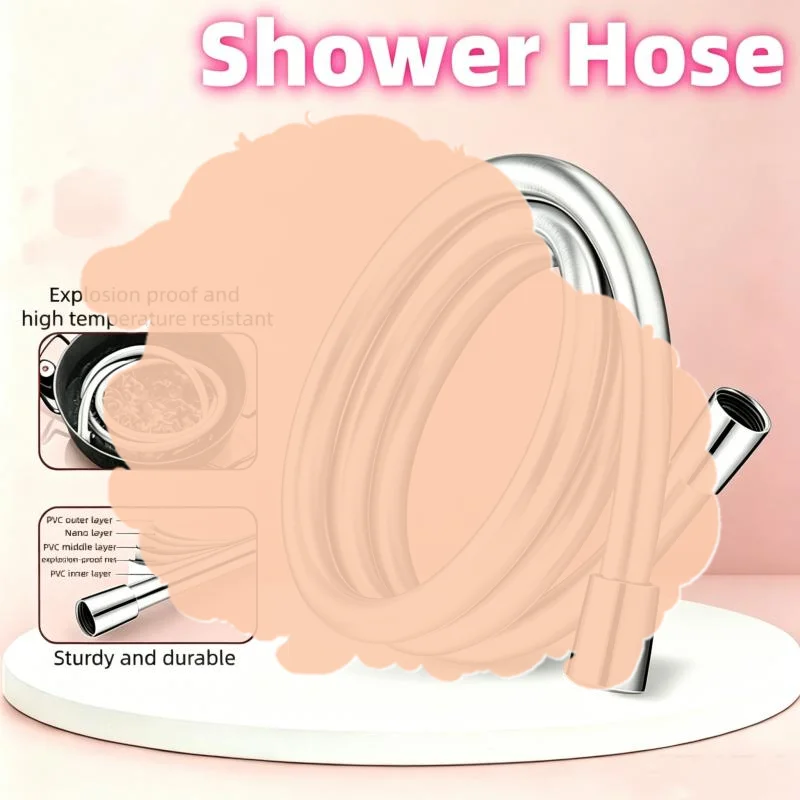 5-Layer Reinforced PVC Flexible Shower Hose Anti-Kink Anti-Twist Bathroom