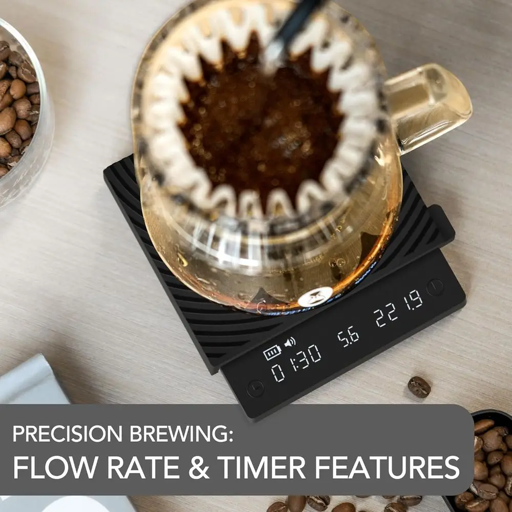 ميزان قهوة رقمي مدمج مع مؤقت، خفيف الوزن وأنيق، 3 أوضاع للتخمير الدقيق