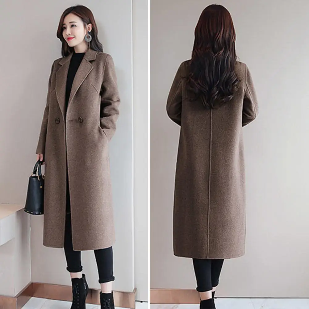 Women‘s Coat Winter Korean Fashion Long Coated Thickened Woolen Winter Autumn Coat for Women Black Coat Harajuku Free shipping