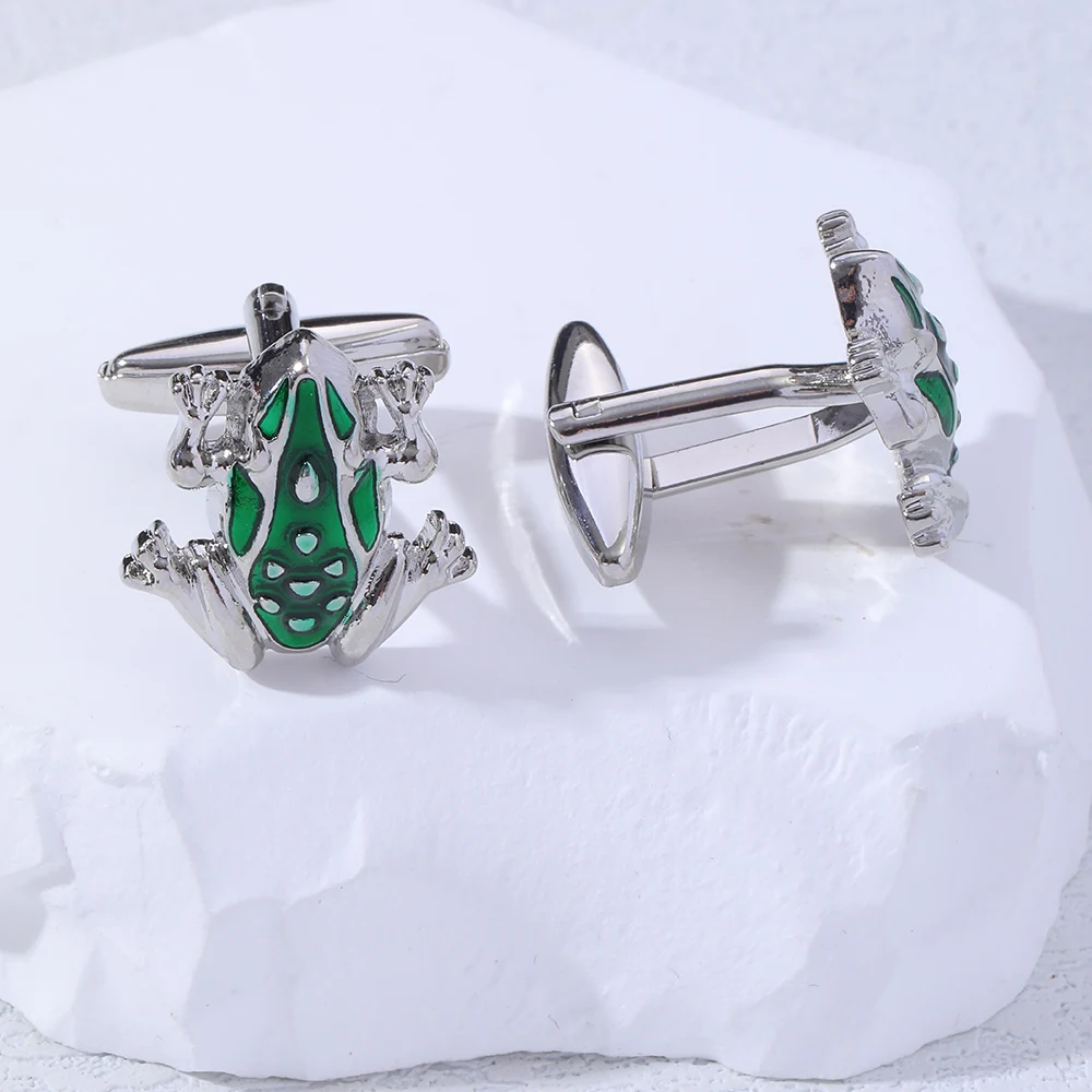 Green Animal Frog Pair Cufflinks Cute Jewelry For Boy Friend Father Dad Husband Gift Galaxy Mens Cuff Links