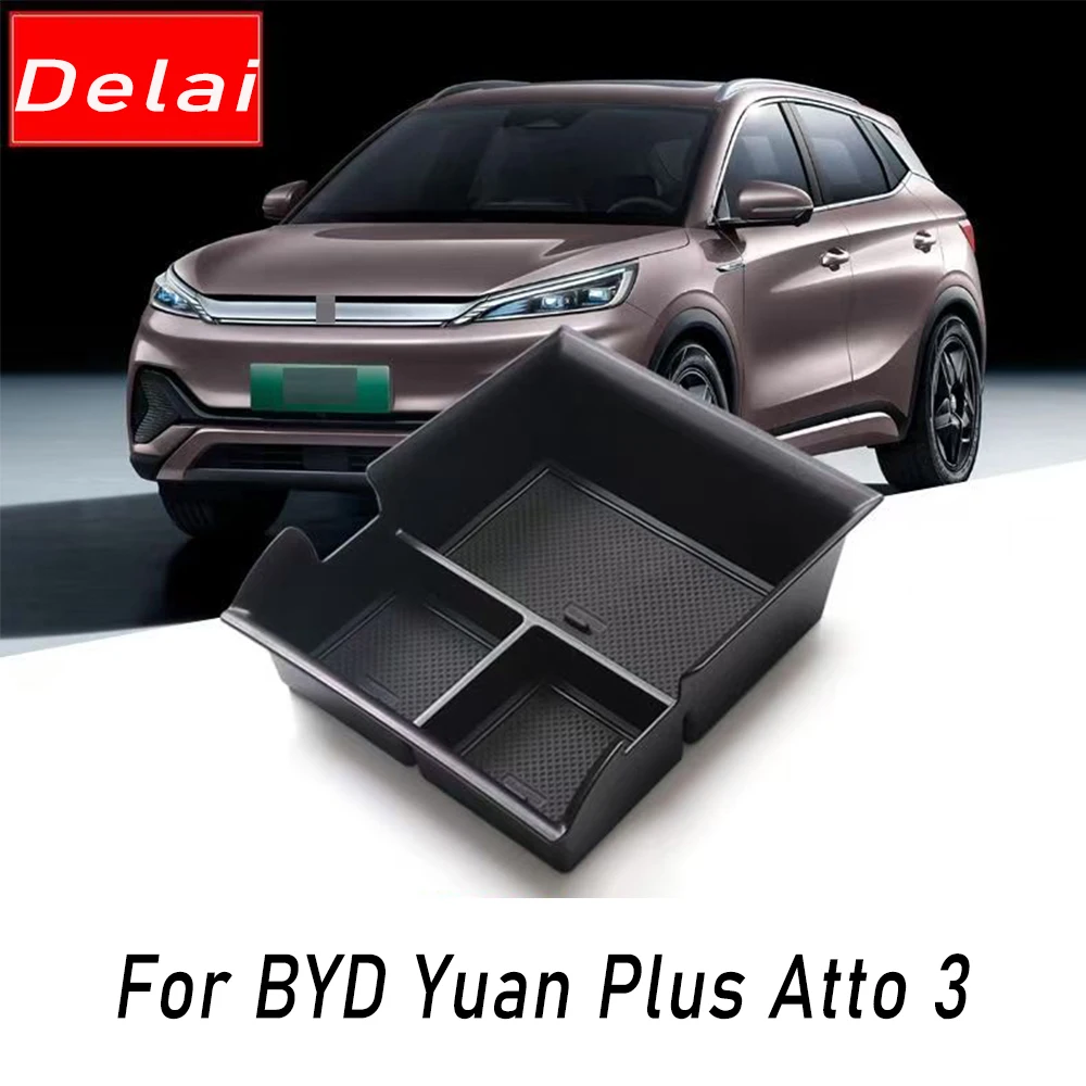 

For BYD Yuan Plus Atto 3 2022 Car Center Console Organizer Storage Interior Armrest Storage Box Auto Accessories