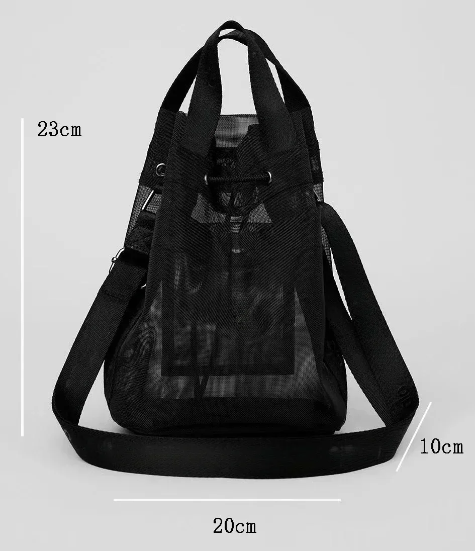 AI Sports Yoga Sac seau transparent à bandoulière noir Sac à main décontracté pour femme Portable Shopping en plein air et sac de rangement de maquillage