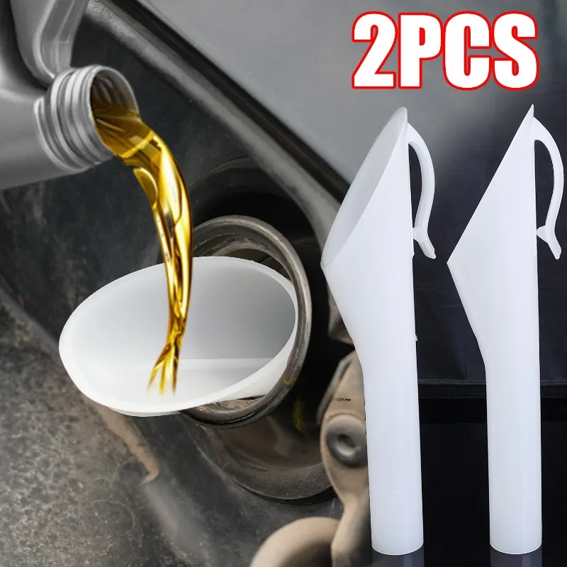 

Petrol Fuel Filler Filling Funnel Tube Plastic White Long Spout Add Oil Fuel Glass Water Small Diameter Funnel Car Accessory