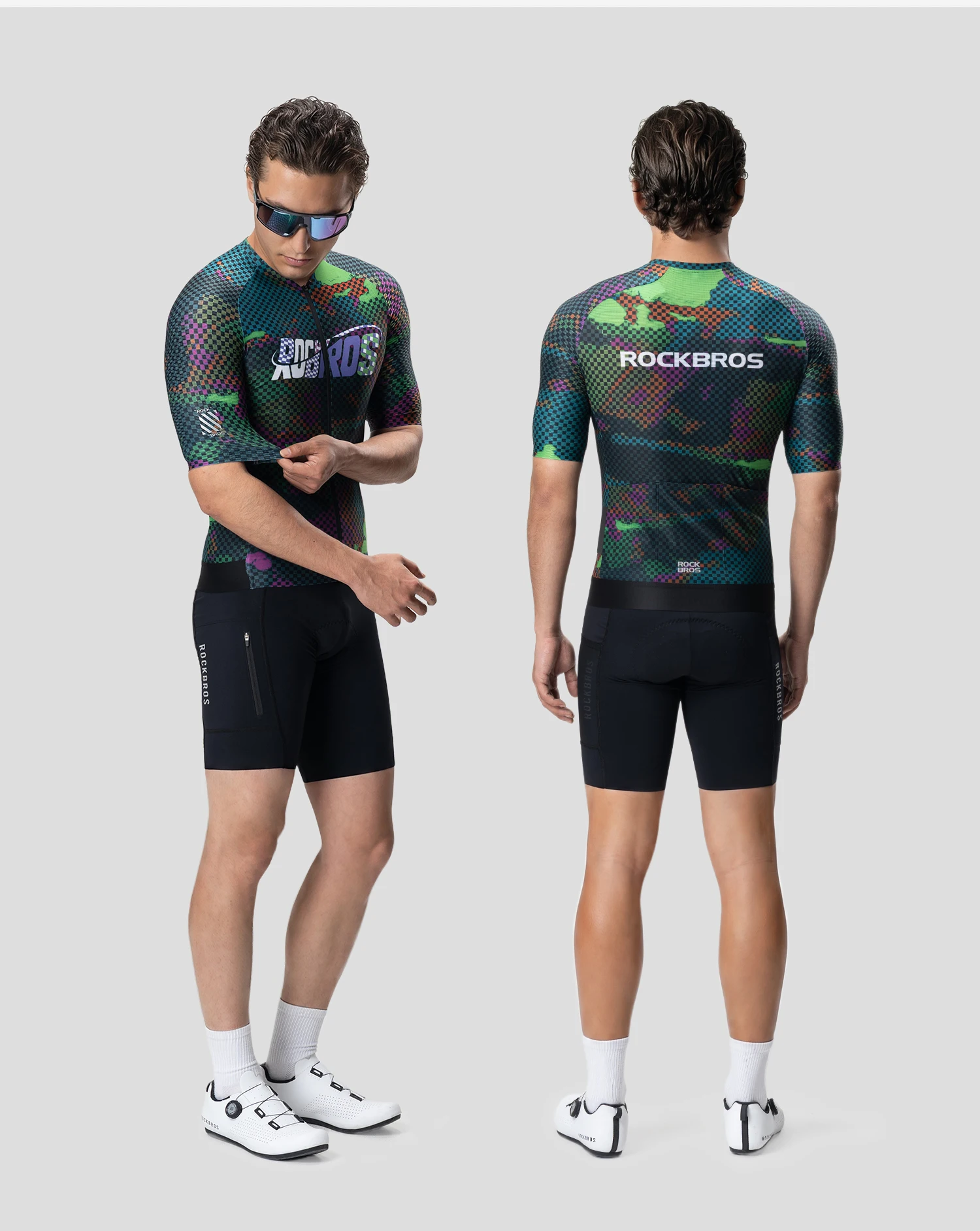 ROCKBROS Sommer-Radtrikot Leichtes Hochelastisches Oberteil Atmungsaktives Schnelltrocknendes Kurzarm-Trikot Herren-Radsportbekleidung – Detail 22