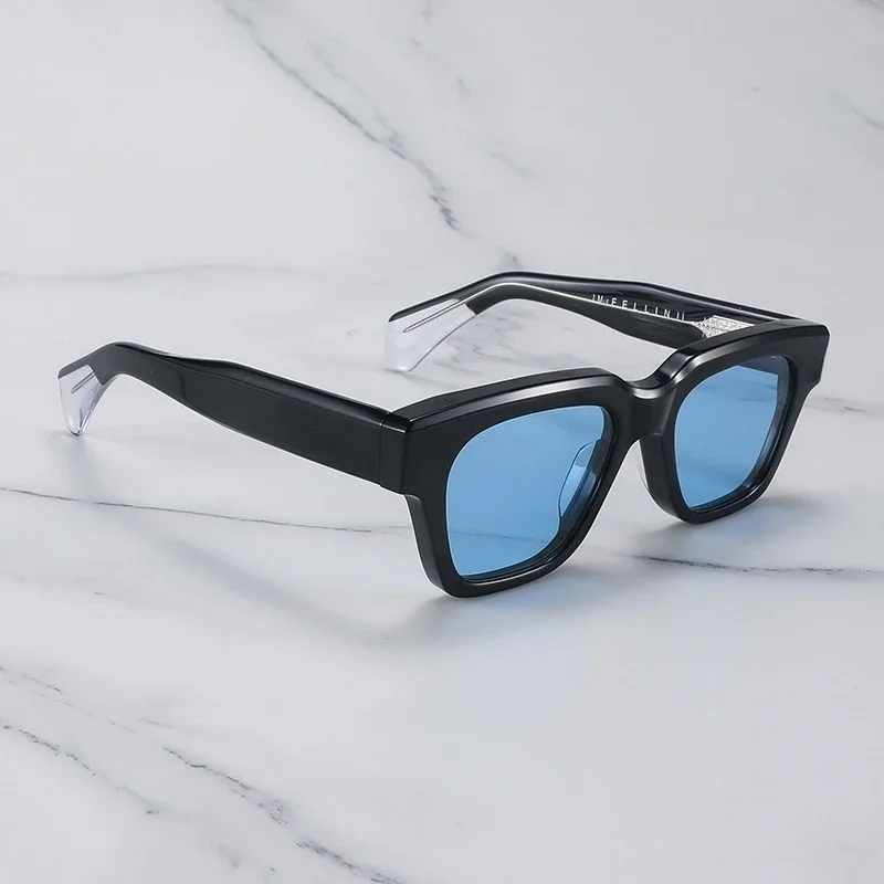 JMM FELLINI Dikke acetaat vrouwelijke zonnebril Luxe 2025, Jacques-stijl voor dames en heren met originele zonnebril Man Vrouw