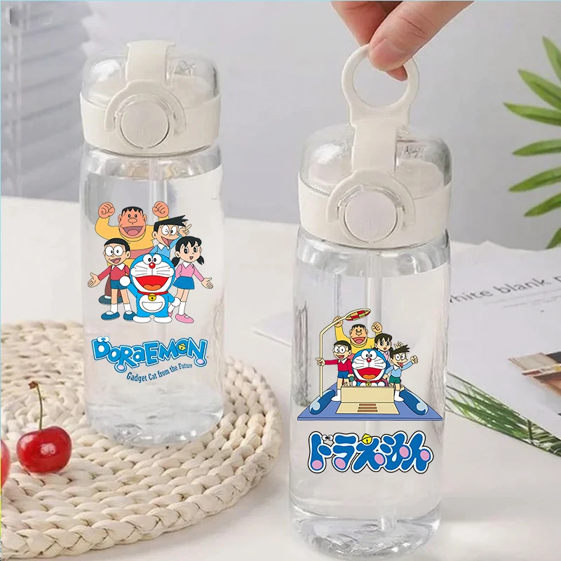 

400 мл аниме-бутылка для воды с Дораэмоном, портативная пластиковая прозрачная бутылка для воды с мультяшным дизайном, большая емкость, спортивная бутылка для воды, подарок для мальчика