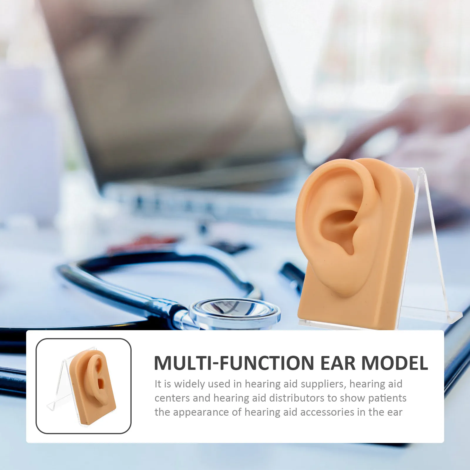 

1Set Soft Wear-Resistant Silicone Ear Training Display Desktop Multi-Function Earring Holder Professional Fake Ear Accessory