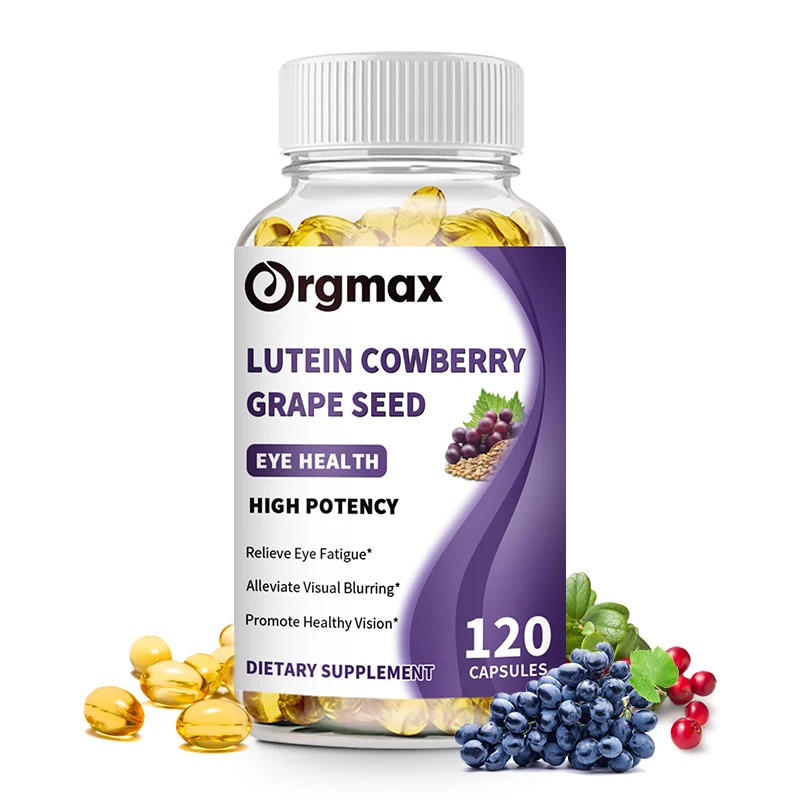 Orgmax Lutein Cowberry Grape Seed Capsules with Vitamin Zeaxanthin High Potency Support Eyes Vision Health Improve Visual Blur