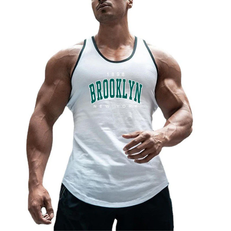 1898 Brooklyn New York Printed Sport Vest Cotton Breathable Sleeveless Bodybuilding T-shirt Men Fitness Muscle Running Tank Tops