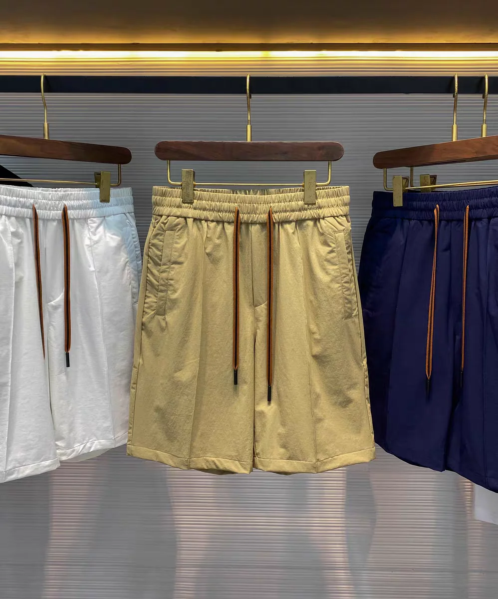 

Italian Style Men's Drawstring Elastic Waist Five-Quarter Casual Comfortable Simple Straight Leg Summer Shorts
