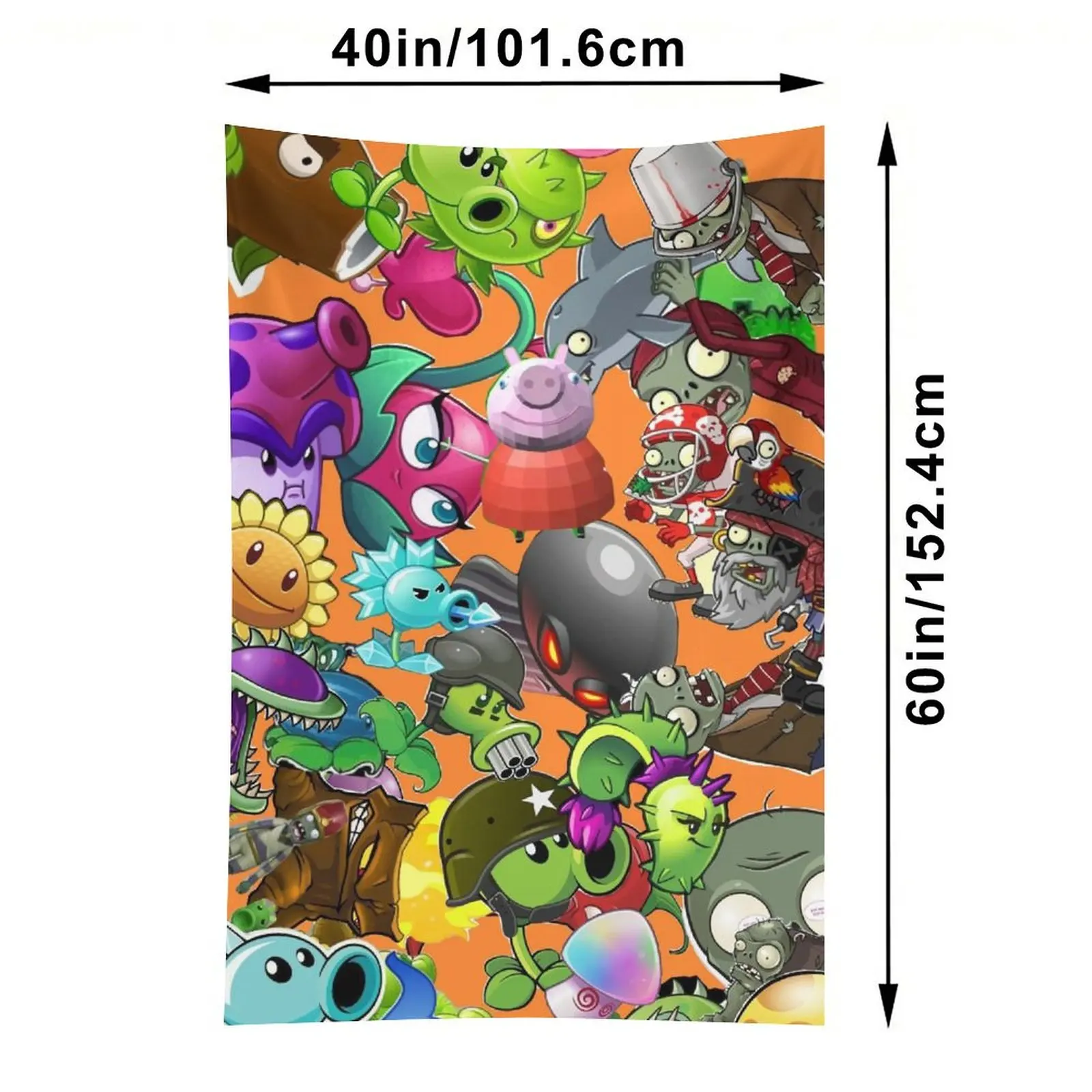 نسيج P-Plants-vs Cartoon Z-Zombie - ديكور معلق لغرفة المعيشة وغرفة النوم وخلفية المكتب والحفلات، هدية مثالية للمعجبين #4