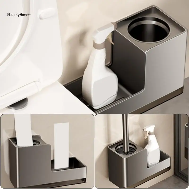 Space Saving Toilet Brush Holders Set Aluminum for Organized Bathroom Maintenance 11UA