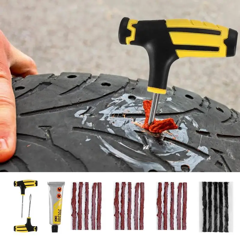 Car Flat Tire Repair Kit With Glue Studding Reamer Tire Repair Tools Puncture Wheel Tyre Repair Kit For Truck Motorcycle