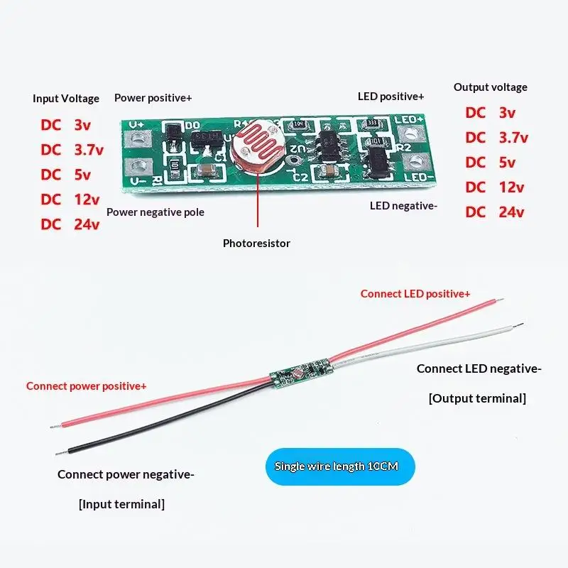 New Sale 8mm Mini Light Control Sensor Switch,DC 3V 3.7V 5V 12V 24V Photocell Auto On Off Switch For Street Lamp LED Light