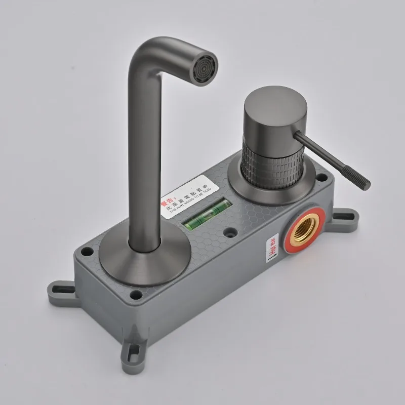 

Gun gray concealed washbasin faucet bathroom hot and cold water all copper pre-embedded hidden washbasin