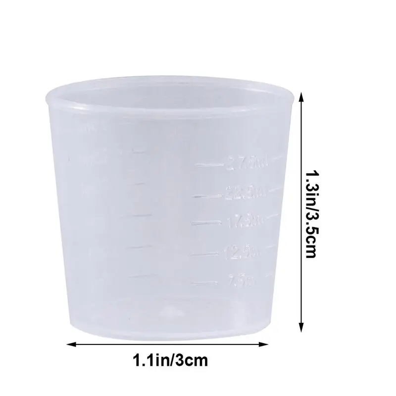 100pcs 30ml Plastic Graduated Cups Measuring Scale Cups Transparent Liquid Container for Mixing Paint Stain Epoxy Resin