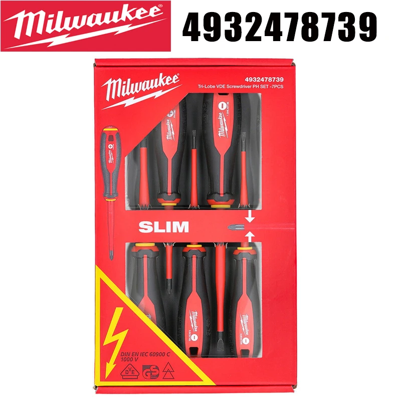 

Milwaukee 4932478739 7-piece VDE 1000V Insulated Slim Tip Screwdriver Set Industrial-Grade Hand Tool Accessories