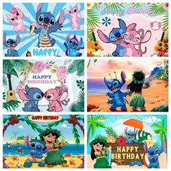 Halo Lilo Stitch Party Achtergronden Kinderen Gelukkige Verjaardag Decoratie Fotografische Achtergrond Decoraties Kids Decor Banner