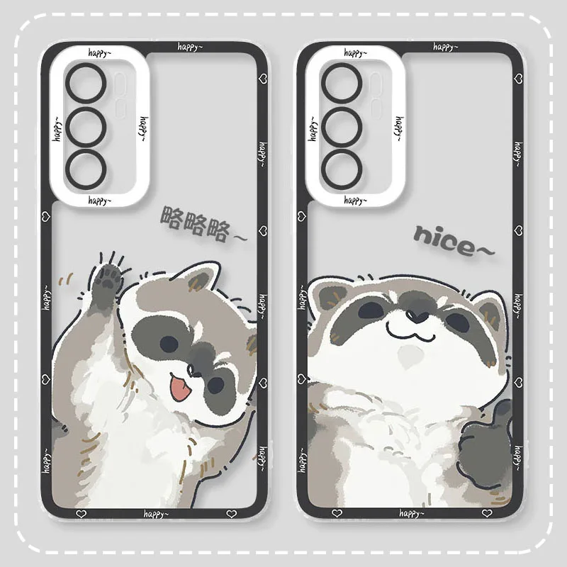 Lovely Raccoon Clear Case for Samsung Galaxy A04 A04S A04E A14 A34 A54 A13 A23 A33 A53 A73 A13 A51 A71 A12 A22 5G Silicone Cover