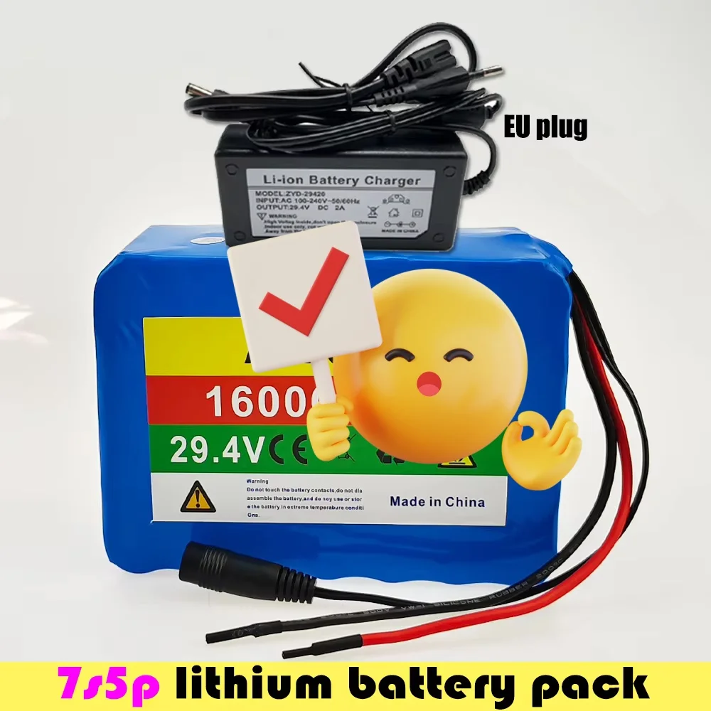 7S5P 18650 Lithium Battery Pack 24V 16Ah 20A BMS 500W 29.4V 15000mAh for Wheelchair Electric Vehicle