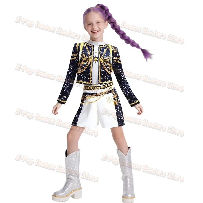 Halloween 2025 K-Pop Demon Hunters Cosplay Costume Rumi Zoey Mira Cosplay Girls Style Kids Stage Performance Clothes