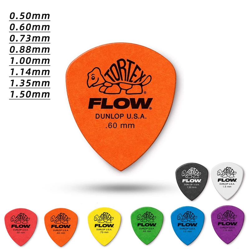 Dunlop Pick. 558R FLOW TORTEX material non-slip scrub guitar pick. Thickness: 0.50/0.60/0.73/0.88/1.00/1.14/1.35/1.50mm.