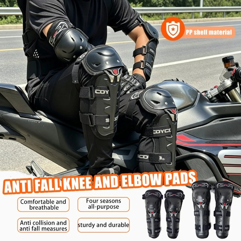Motocross Knee & Elbow Pads Set PP Shell Anti-fall Protective Guards for Motorcycle Dirt Bike Offroad Riding