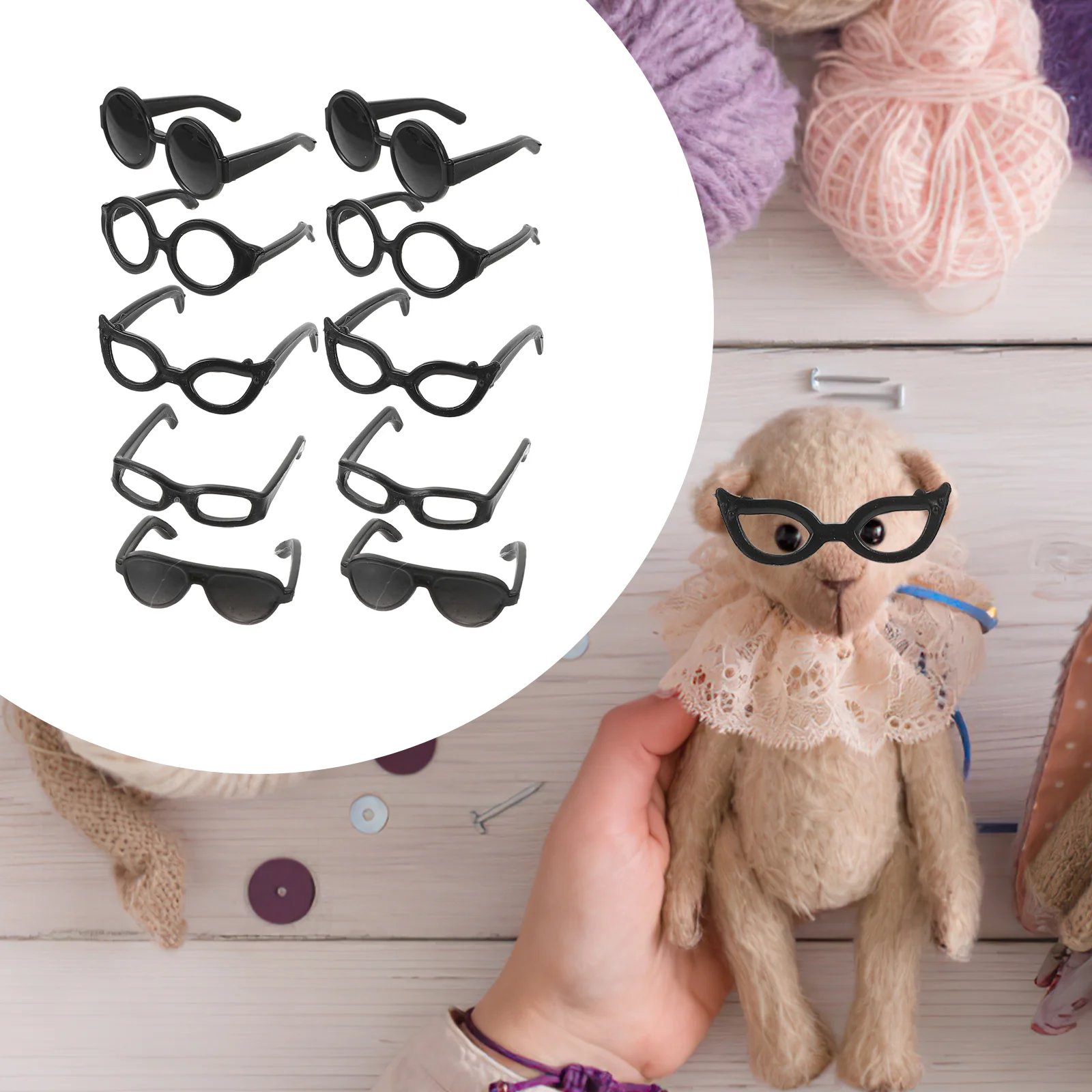

Doll Sunglasses Decorative Mini Doll Eyeglasses Doll Dress Up Cosplay Accessories