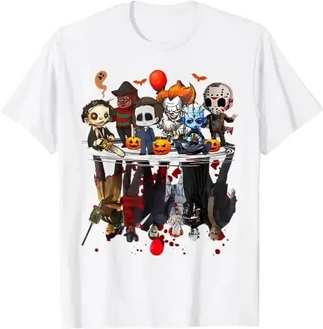 Horror Movie Characters Halloween Costumes Gifts T-Shirt Gothic Style Graphic T-Shirt Top Men's Short Sleeves Adult