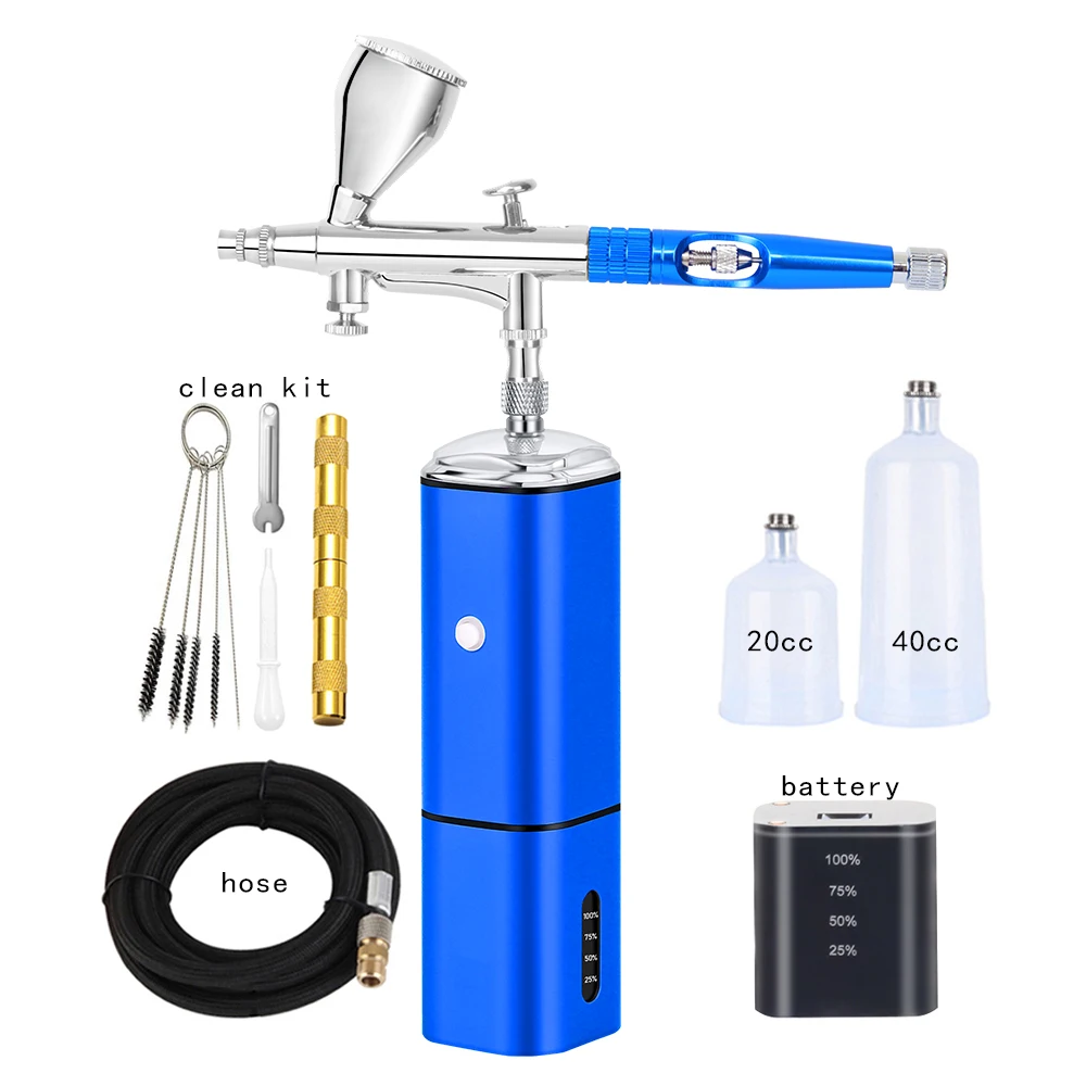 TM90-180 Mini Cordless Airbrush With Compressor Kit Rechargeable Spray Pen Cake Deraction Coloring Model Nail Art Face SPA