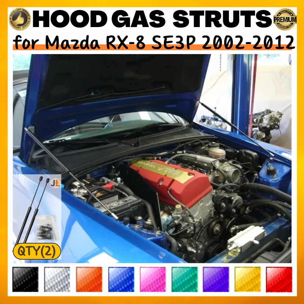 

Qty(2) Hood Struts for Mazda RX-8 SE3P 2002-2012 Front Bonnet Modify Gas Springs Shock Absorber Lift Supports Dampers