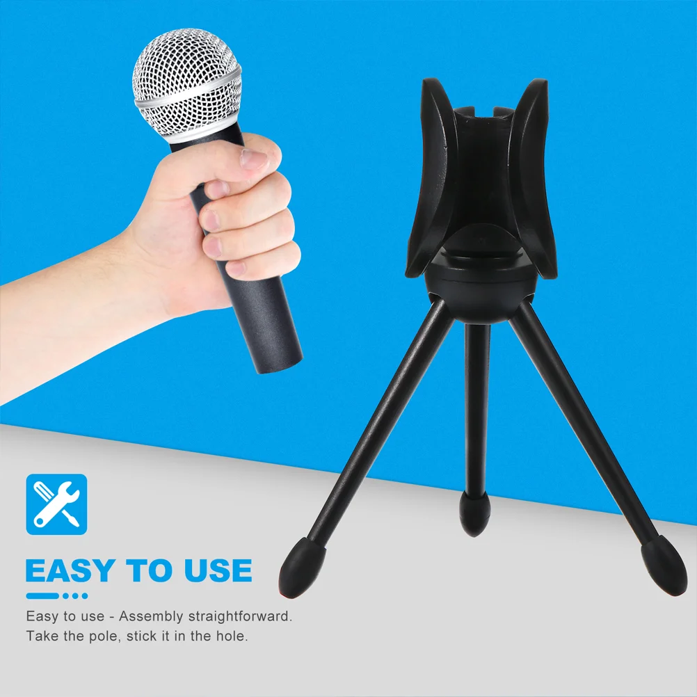 2 Pcs Desktop Tripod Wireless Microphone Tabletop Accessories Holder 15X6X35CM Plastic Universal Stand