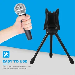 2 Pcs Microphone Tripod Black Mini Foldable Microphone Tripod Plastic Universal Stand Stable Desktop Mic Holder Audio Accessory