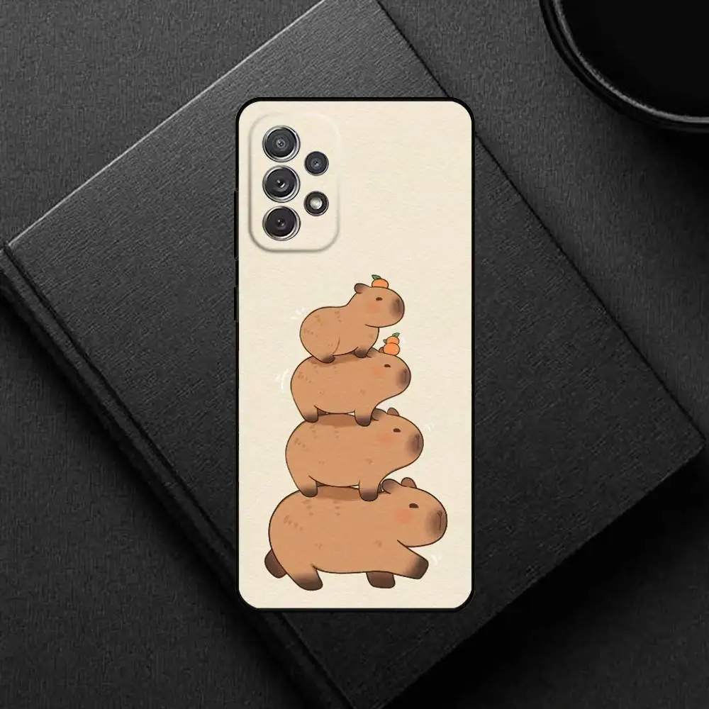 حافظة هاتف كابيبارا اللطيفة لهاتف سامسونج S25، S24، S21، S22، S23، S30، Ultra، S20، Plus، غلاف أسود ناعم #4