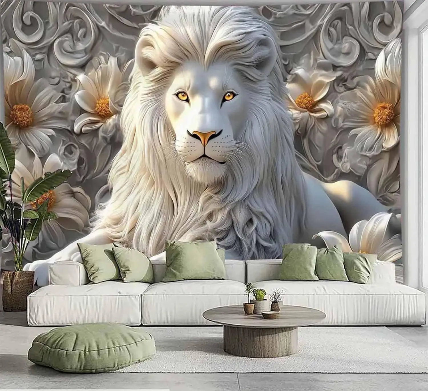 Tapiz de León blanco fresco, manta de pared estética de Animal Rey León para hombre, arte Hippie universitario, decoración del hogar para colgar en la pared para dormitorio