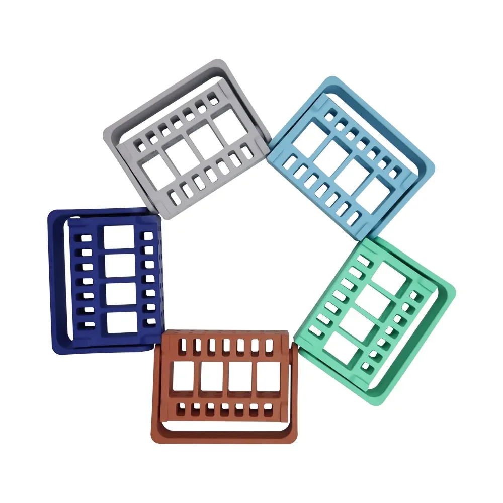 10pc Dental Endo Hand File Holder 16 Hole With Record Ruler Stand Tray For Endodontic K H R Files Organizer Plastic Endo Box Cas