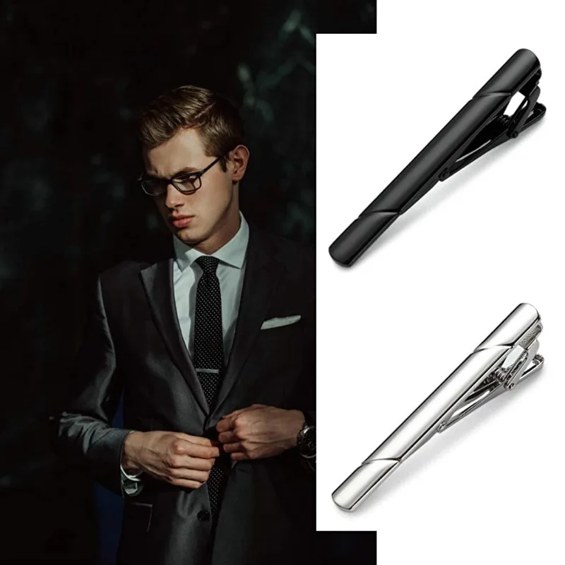 Minimalist Tie Clip for Men Metal Flat Tie Clip To Man Shirt Business Party Gift Box Jewelry Luxury Man Fashion Cufflinks