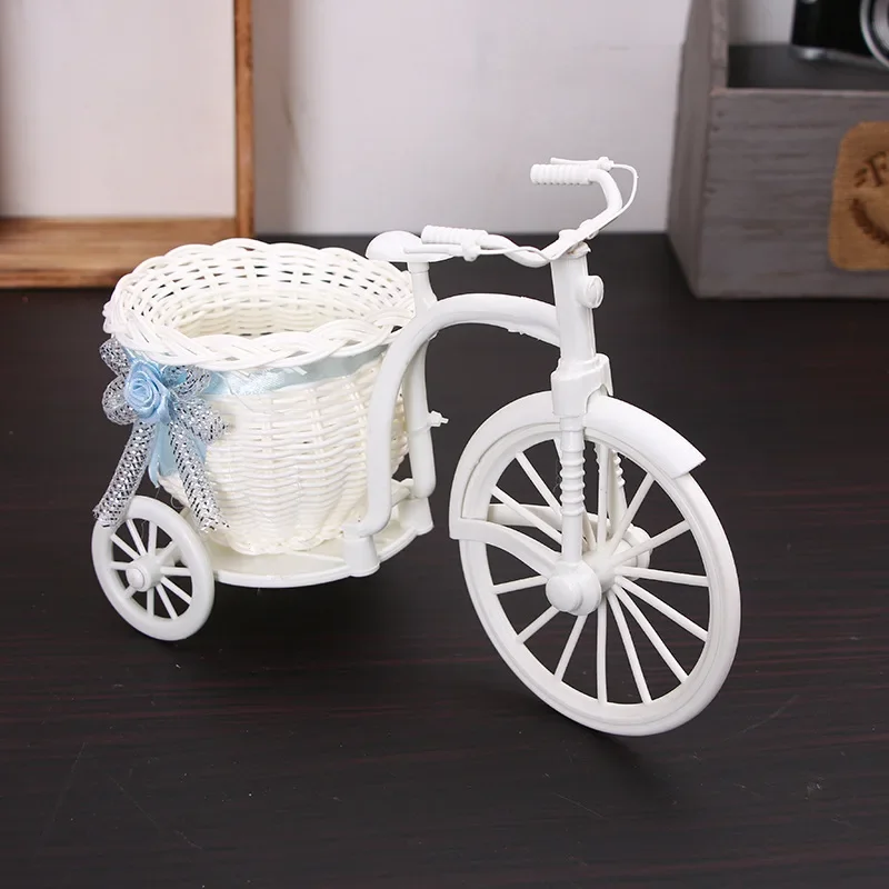 1Pc Tricycle Shaped Flower Basket Wedding Party Ceremony Decoration Bike Flower Storage Container  Blue